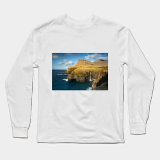 Mulafossur waterfall, Faroe Island Long Sleeve T-Shirt